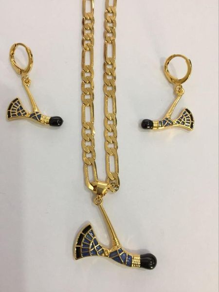 Collier boucles d'oreilles ensemble cristal hache sac pendentif chaîne colliers couleur or PNG bijoux Papouasie Guinée fête de mariage femmes filles cadeaux