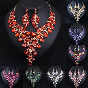 Ketting oorbellen set Crystal Bridal Wedding Party kostuumaccessoire voor bruid prachtige sieraden sets vrouwen