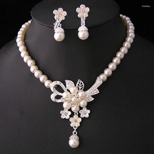 Ensemble de collier et boucles d'oreilles en perles de cristal, Costume de mariée, strass floraux, ras du cou, bijoux de mariage en perles du Nigeria