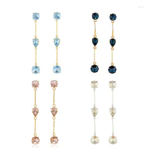 Ensemble collier et boucles d'oreilles CSxjd 2023, Long cristal de luxe, personnalité exagérée en quatre couleurs