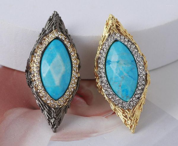 CSxjd – ensemble de boucles d'oreilles et collier, bijoux Vintage, en forme d'oeil de plume de paon, pierre incrustée, bague exagérée, 2023