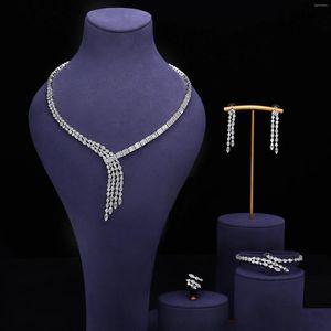 Ketting Oorbellen Set Zirkonia Druppeloorbel En Sieraden Elegante Bruiloft Voor Bruiden Accessoires