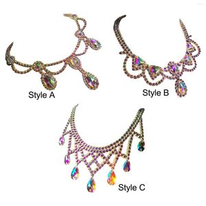 Conjunto de pendientes y collar, accesorios de baile, diamantes de imitación coloridos, elegantes y hermosos para puesta en escena, boda, Carnaval, chicas latinas