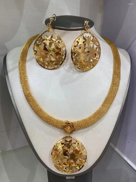 Collier boucles d'oreilles ensemble Dcroiao 24K haut de gamme tempérament or véritable arabe dubaï bijoux plaqué mariage boucle d'oreille dames cadeau