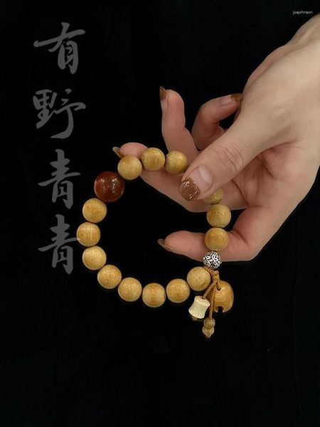 Ensemble collier et boucles d'oreilles Design chinois en Jade massif, bambou, poisson en bois, Bracelet Wenwan, perles de bouddha, chapelet