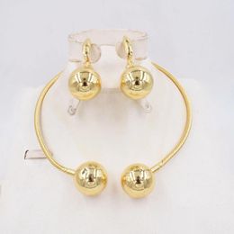 Collier Boucles d'oreilles Set Design Ltaly 750 Gold Color Jewelry for Women African Beads Jewlery Fashion Earge Boucle