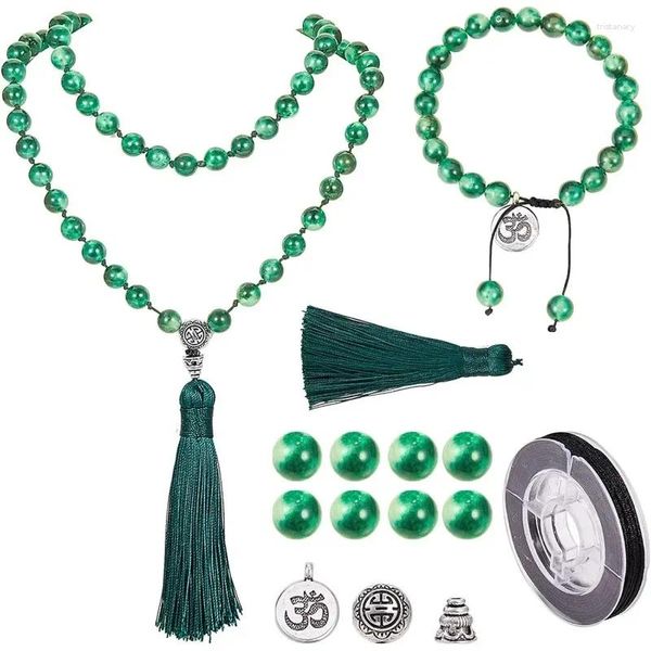 Collier Boucles d'oreilles Set Diy 1 108 Gemstone Mala Perles / Bouddha Bijoux de fabrication de bijoux - Faire une prière nouée à la main Pendant