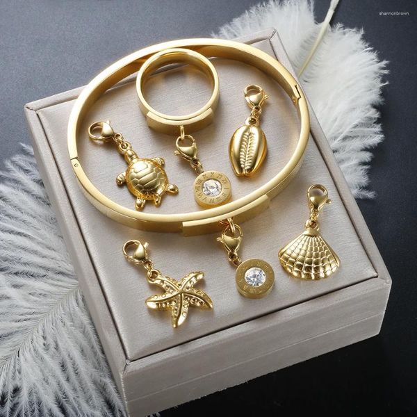 Collier boucles d'oreilles ensemble bricolage conception chiffres romains anneaux en acier inoxydable bracelet bijoux zircone cubique pour femmes hommes cristal fiançailles