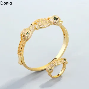 Collier Boucles d'oreilles Set Donia Jewelry Euro-American Américain à double tête Crocodile Crocodile Steel Micro Inset Zircon Luxury Bracelet Ring