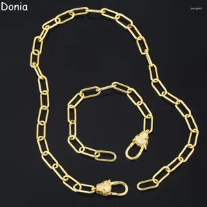 Boucles d'oreilles de collier Set Donia Jewelry European et American Thracle Léopard Titanium Steel Micro-set Bracelet Zircon Luxury Gi