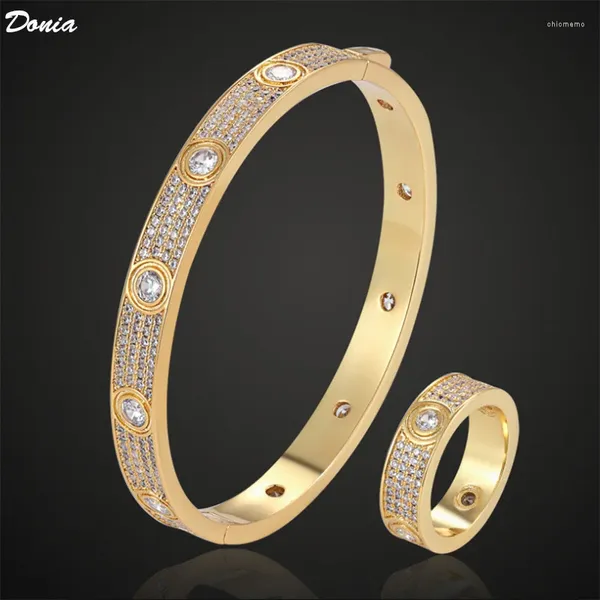 Boucles d'oreilles de collier ensemble Donia Jewelry Fashion Classic Copper Bracelet avec anneau Perfect Zircon Bride Love Luxury