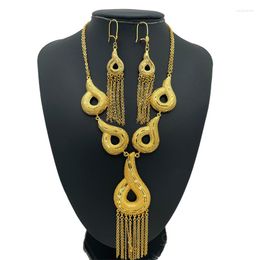 Conjunto de collar y pendientes, joyería etíope de Dubái, pendiente de cobre de Color dorado de 24 quilates, regalo de boda africano/Habesha/Eritrea/Árabe/Nigeria para mujer