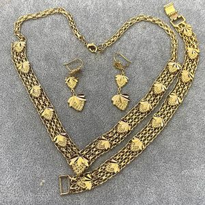 Ensemble de boucles d'oreilles et collier pour femmes, bijoux de dubaï, ensembles de bracelets africains éthiopiens plaqués or, cadeaux nigérians pour fête de mariage