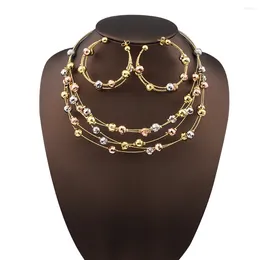 Pendientes de collar Set Dubai Luxury Elegant Colory Ball Beads Choke Adecuado para mujeres y niñas Joyas de moda