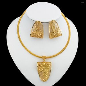 Ensemble de collier et boucles d'oreilles avec pendentif de dubaï pour femmes, Design creux et accessoires de fête de mariage nigérian, cadeaux