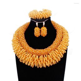 Collier boucles d'oreilles ensemble Dudo nigérian bijoux de mariée or 2 couches bijoux audacieux pour femmes 3 pièces avec Bracelet boucle d'oreille