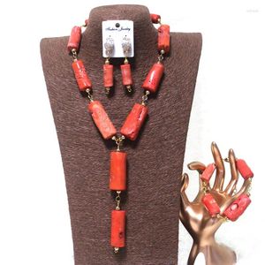 Ensemble collier et boucles d'oreilles Dudo, perles de corail nigérianes, bijoux de vrais mariages africains à vendre, 2024