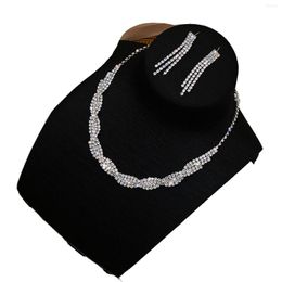 Boucles d'oreilles de collier Set Elegant Shiny Ringestone Jewelry Pearl Charm et Drop Anniversaire Anniversary Mother's Fay Gift