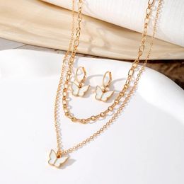 Pendientes de collar Conjunto de resina Vintage Coste de mariposa para mujeres Regalos
