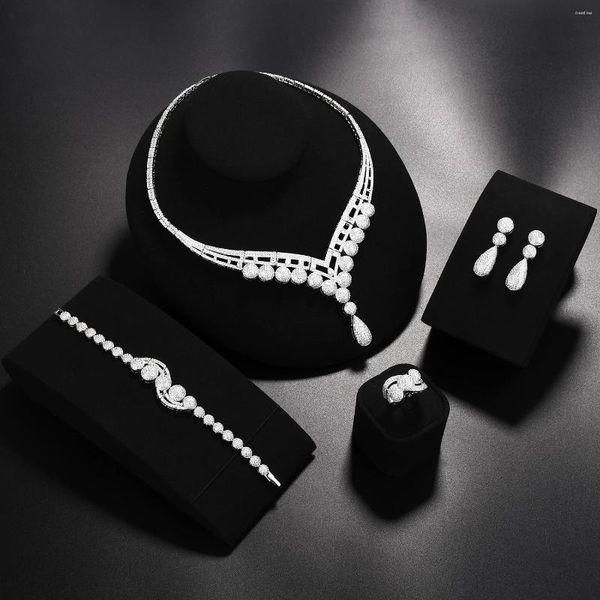 Collar Pendientes Conjunto Joyería De Compromiso Cubic Zirconia Dubai Novia Diseño De Lujo Accesorios De Moda