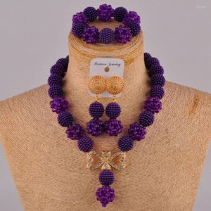 Collier boucles d'oreilles ensemble Est mariage nigérian perles africaines bijoux cristal et perle simulée ZZ26