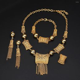 Collier boucles d'oreilles ensemble éthiopien africain Dubai or couleur mariée bijoux 24K moyen pâques inde Kenya