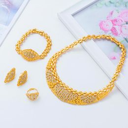Collier boucles d'oreilles ensemble éthiopien Dubai or couleur bijoux arabe/africain collier/boucle d'oreille pour femmes/filles cadeaux de fête