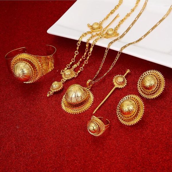 Collier boucles d'oreilles ensemble bijoux éthiopiens Habesha mariée mariage érythrée front chaîne morceau de cheveux