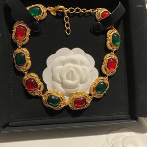 Conjunto de collar y pendientes para mujer, pulsera de estilo barroco de cristal de gelatina Vintage europea y americana, joyería