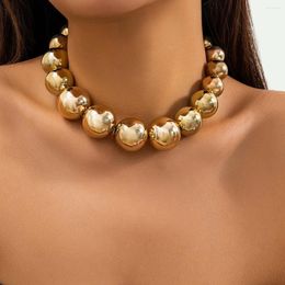 Collier boucles d'oreilles ensemble exagéré acrylique CCB grosse boule perles chaîne pour femmes 2023 tendance Steampunk ras du cou Bijoux femme Bijoux cadeau