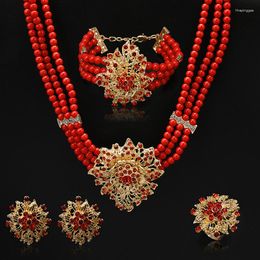 Halskette Ohrringe Set exquisite afrikanische Perlen Hochzeit Brautschmuck Damenmode marokkanischer traditioneller Designer Custom