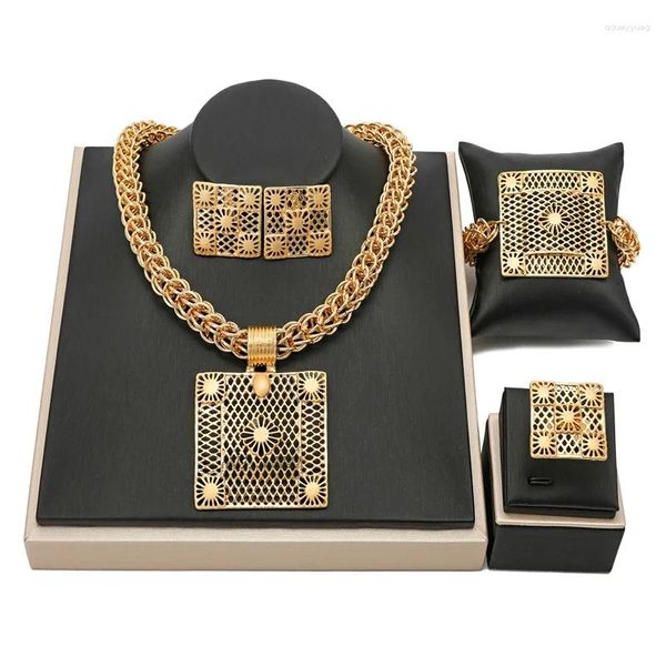 Conjunto de collar y pendientes exquisito Dubai chapado en oro de 18k para mujer, marca Mama, boda nigeriana, cuentas africanas, diseño de joyería nupcial