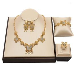 Ensemble collier et boucles d'oreilles plaqué or 24 carats pour femme, accessoires de mariage nigérians, bijoux de dubaï exquis