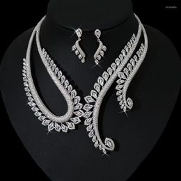 Halskette Ohrringe Set EYER Luxus Für Frauen Zubehör Bunte Kubische Zirkon Braut Baumeln Sets Hochzeit Party Geschenk