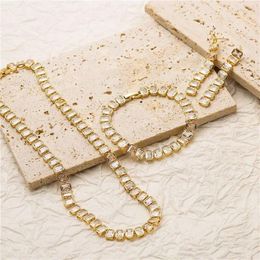 EYIKA – ensemble collier et boucles d'oreilles rectangulaires en Zircon, chaîne de Tennis, Bracelet Baguette, bijoux plaqué or pour femmes, dubaï
