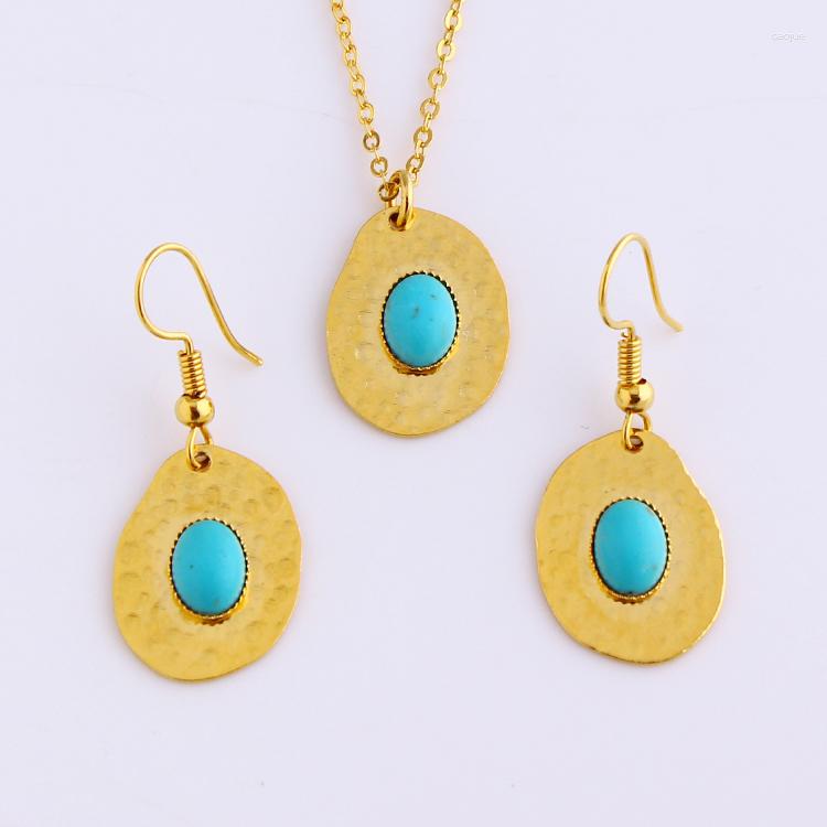 Ketting oorbellen set fansheng gepersonaliseerde sieraden delicate turquoise oorring/hanger/kettingaccessoires voor cadeau