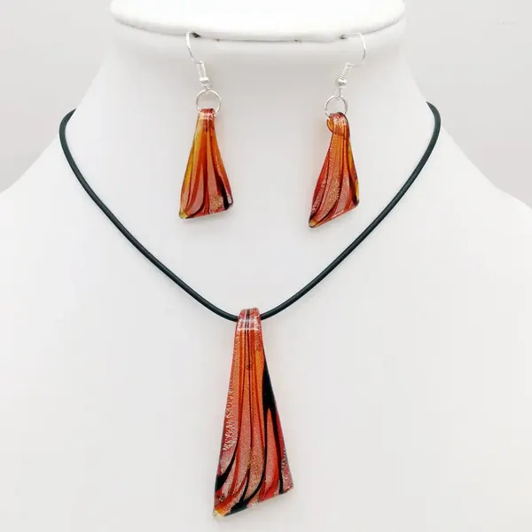 Ensemble de boucles d'oreilles et collier, 6 ensembles de pendentifs en verre de Murano en forme de couteau, bijoux à la mode, vente en gros, N-047