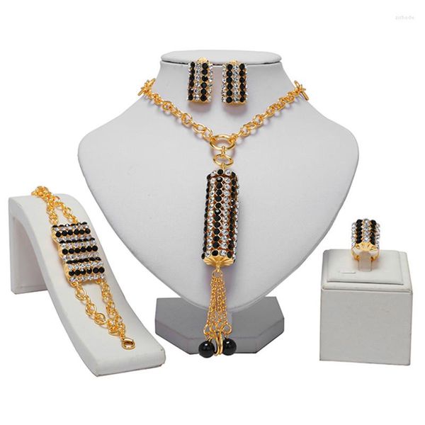 Conjunto de collar y pendientes con cuentas africanas, joyería de cristal de Dubái para boda nigeriana, venta al por mayor