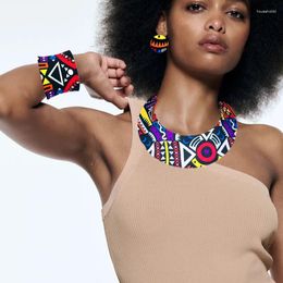 Ketting Oorbellen Set Mode Afrikaanse Choker Voor Vrouwen Etnische Bruiloft Sieraden Overdreven Armband