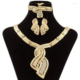 Halskette Ohrringe Set Mode African Dubai Gold Schmuck Nigerianischen Kristall Hoop Frauen Italienische Braut Sets Hochzeit Zubehör