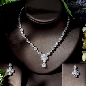 Ketting oorbellen set mode prachtige waterdruppel cz dames sieraden bruids wieden parure Bijoux femme mariage n-1358