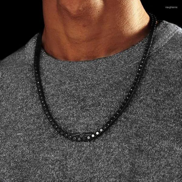 Collier boucles d'oreilles ensemble mode noir plaqué or 5 MM zircon cubique CZ Tennis chaîne Bracelet Cool Hip Hop hommes garçon bijoux