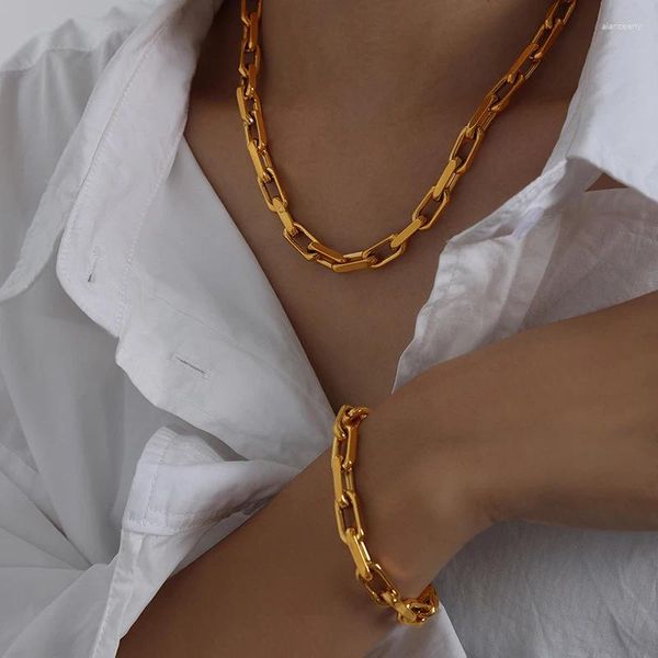 Conjunto de collar y pendientes, pulsera de moda para mujer, cadena gruesa cubana de acero inoxidable, joyería de tendencia 2024, accesorios para hombre al por mayor