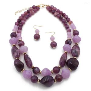 Collier boucles d'oreilles ensemble mode Double résine 2023 perles africaines bijoux couleur or femmes Costume