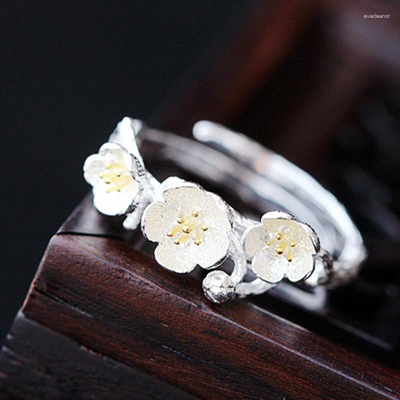 Necklace Earrings Set Fashion Flower Woman Ring Gold Plated Opening Wedding Couple Rings 2023 Trend Korean Style Women Accessories Jewelry