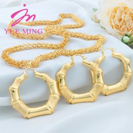 Collier Boucles d'oreilles Fashion Gold plaquée Bridal 80cm Bamboo Pendre pour femmes Mariages Cadeaux Bijoux Accessoire