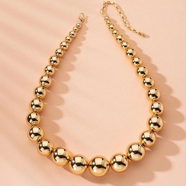 Ensemble de collier et boucles d'oreilles pour femmes, chaîne de perles en plaqué or, Punk CCB en métal gothique, ras du cou, bijoux cadeaux pour femmes