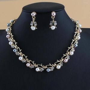 Collier boucles d'oreilles ensemble mode Imitation perle bijoux pour femmes colliers 3PS fête des mères cadeau