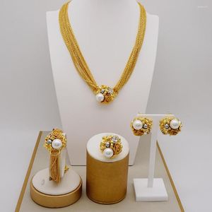 Ketting oorbellen set mode luxe dubai superieur kwaliteit dames kralen braziliaanse sieraden bruiloftsfeest cadeau