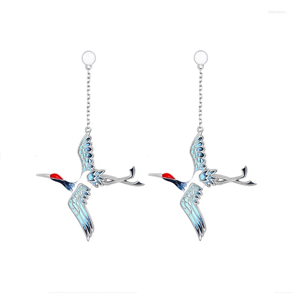 Ensemble collier et boucles d'oreilles en émail galvanisé, oiseau romantique, à la mode, respectueux de l'environnement, deux pièces